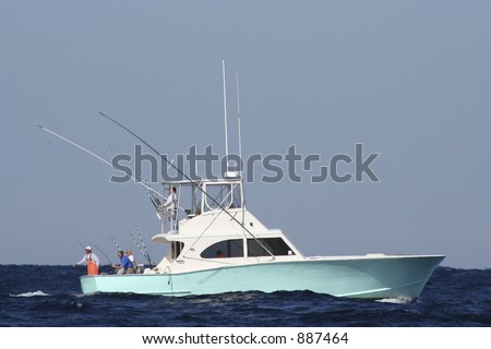 Sport Fishing Boat in the Gulf Stream Reeling in Game Fish