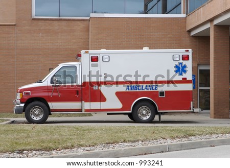 Ambulance at Hospital Emergency Parking Lot