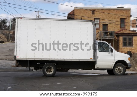White Box Truck with Blank Side