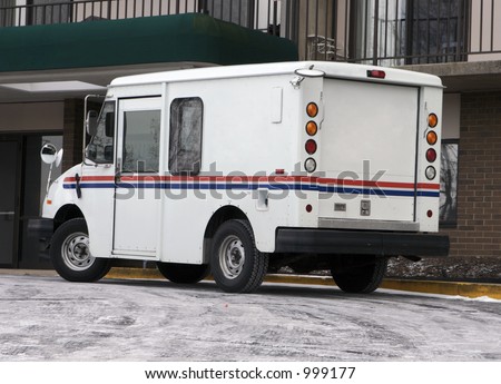 Postal Truck Delivering Mail