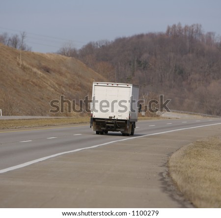 Back of Box Delivery Truck on the Highway