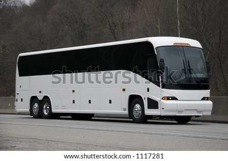 White Tour or Private Charter Bus on the Highway