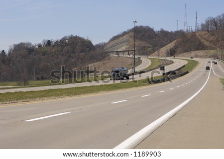 Truck on the Open Highway (wide view) with copy space
