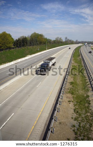 Coal Truck Hauler Wide View on the Highway