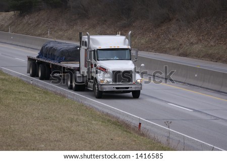 Flatbed Semi Truck on the Highway