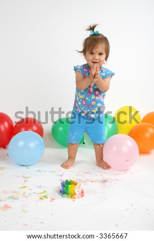 happy birthday party girl. stock photo : excited, happy