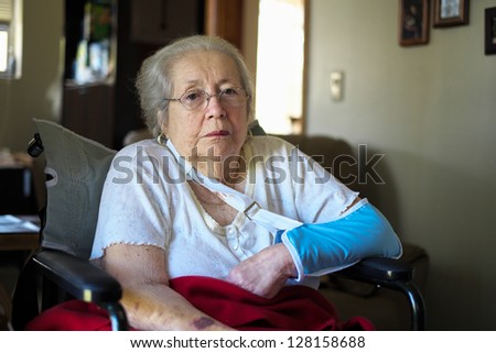 Elderly 80 plus year old woman portrait in a home setting.