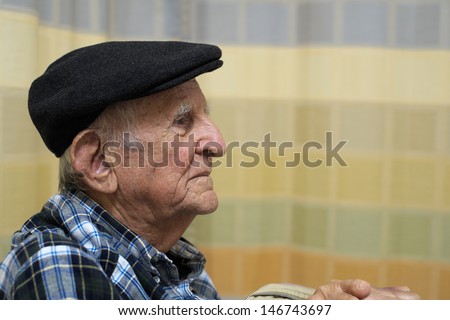 Elderly 80 plus year old man portrait.