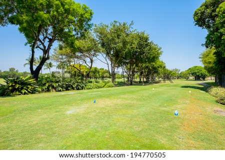 Landscape view from a golf course tee box.