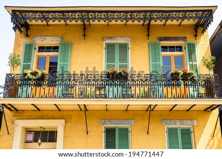 Architecture of the French Quarter in New Orleans, Louisiana.