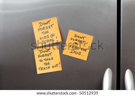 Sticky Notes on a Kitchen Refrigerator