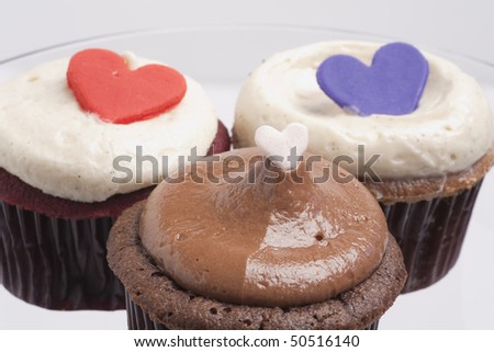 Valentines Day Gourmet Buttercream Cupcake on a white background.