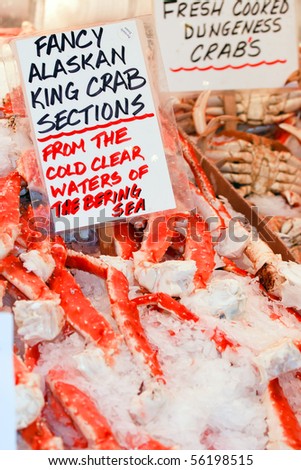 Fresh Alaskan King Crab from a Seafood Market