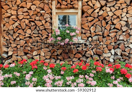 stock photo : Wood Farm House in the Pontresina area of the Engadin region in Switzerland.