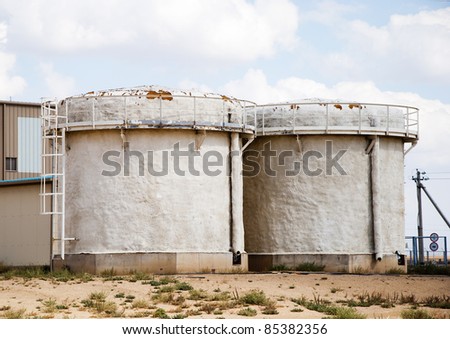 two tanks for water on industrial site