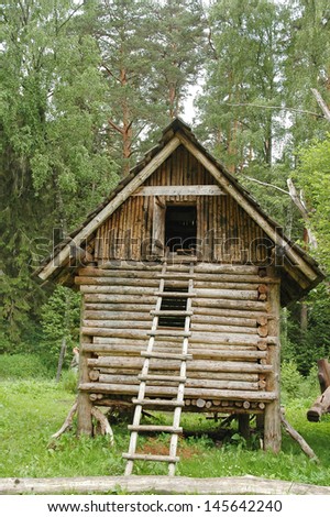 witch house on chicken legs from folklore in forest