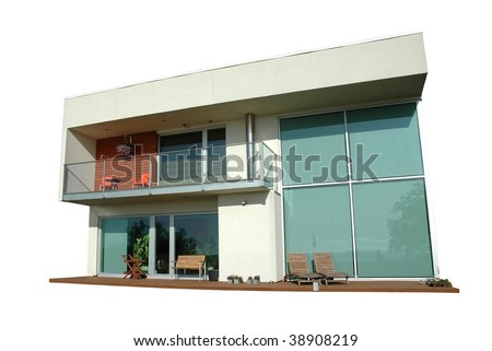 modern house isolated on white with clipping mask