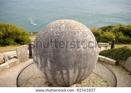 The Globe at Durlston Head, Dorset. This Globe has looked out over the English Channel for more than a hundred years, it is ten feet in diameter and weighs about 40 tons.