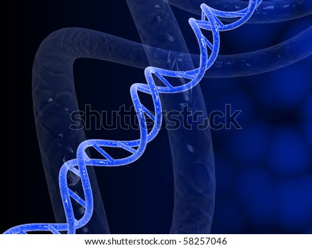 Digital illustration of dna structure in 3d on white background