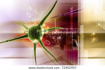 Digital illustration of neuron in 3d on digital background