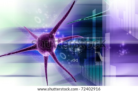 Digital illustration of neuron in 3d on digital background