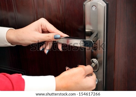 Process of opening of the lock of a door by means of a key