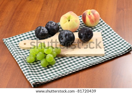 Fruits - Grapes, plums and peaches
