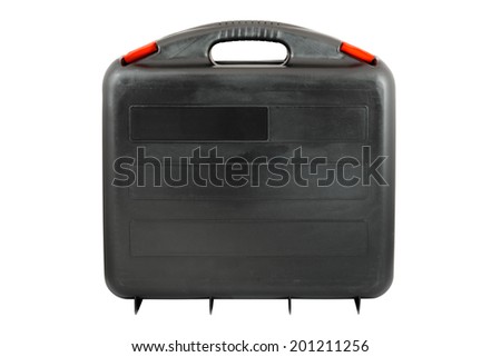Plastic black toolcase with red tabs. Isolated on white background with clipping path.