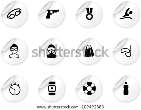 Stickers with swimming icons