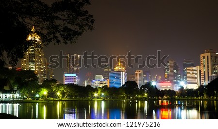 Night time in Bangkok with building