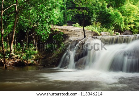 Waterfall and blue stream in the forest Thailand
