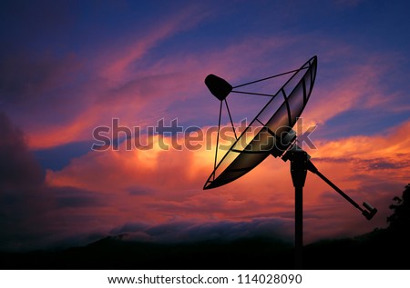 Satellite dish sky sunset communication technology network image background for design