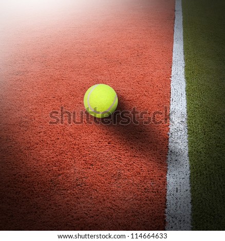 tennis ball on the Grass court orange and net background for design