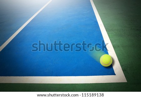 Tennis Ball in Corner court Tennis game sport background for design