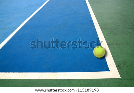 Tennis Ball in Corner old court Tennis game sport background for design