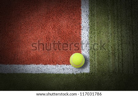 tennis ball on the Grass court orange and net background for design