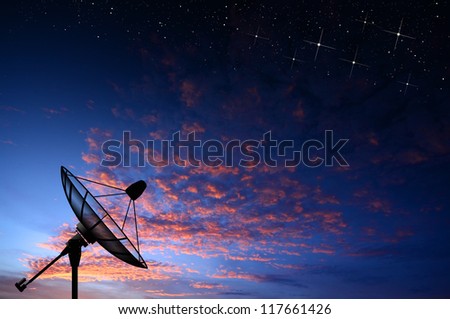 satellite dish star sunset background for design