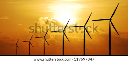 wind turbine sunset background ecosystem for design