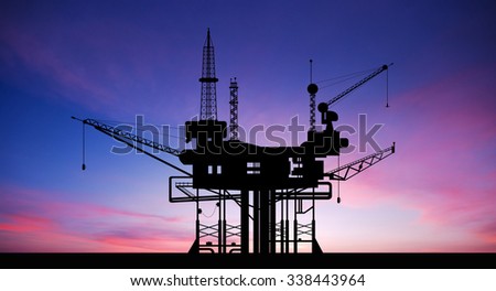Oil rig platform on the sea for energy industry