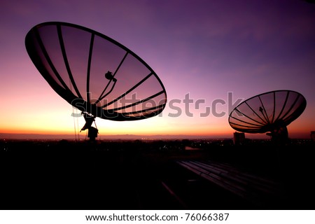 Satellite dish at sunset