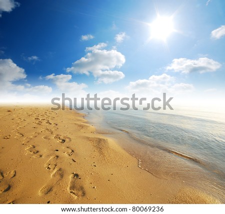 Sea sand sun beach for relax in holiday Thailand trail track spoor