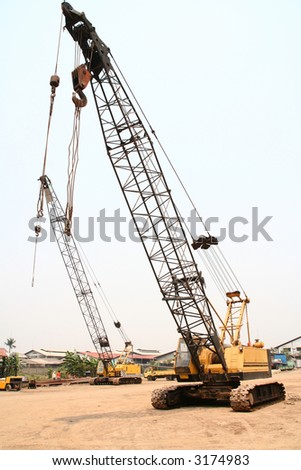Heavy duty cranes at a work site