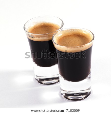 Shots Espresso on Double Shots Of Espresso On Classy Shot Glasses Stock Photo 7153009