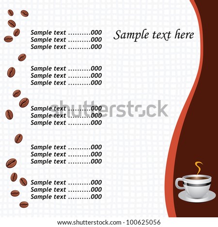 Coffee Shop Menu on Cafe Of Coffee Shop Menu Card Vector Image   100625056   Shutterstock