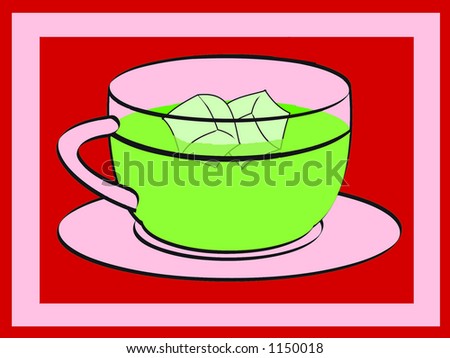 Green iced tea with red frame