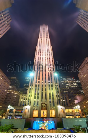 NEW YORK CITY - MAY 15: Rockefeller Center May 15, 2012 in New York, NY. Built in 1939 by the Rockefeller Family, the 19 building complex was declared a National Historic Landmark in 1987.