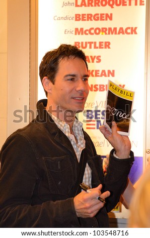 NEW YORK CITY - MAY 18: Eric McCormack signs Paybills after a performance of \