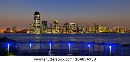 View of Exchange Place in Jersey City, New Jersey, USA.