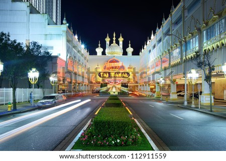 ATLANTIC CITY - SEPTEMBER 8: Trump Taj Mahal September 8, 2012 in Atlantic City, NJ. The casino is one of two casinos owned by Trump Entertainment Resorts and has the city\'s second largest poker room.