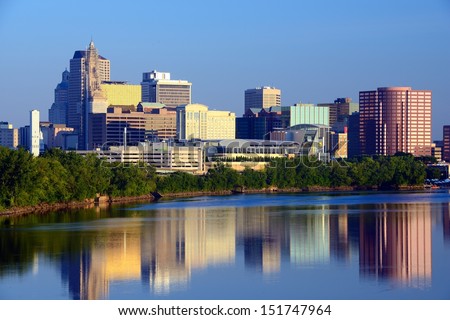 Skyline of Hartford, Connecticut from above the Connecticut River.